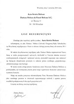 List referencyjny - Minkus Głogów